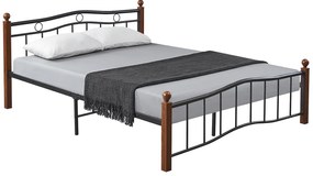 Κρεβάτι Διπλό ArteLibre ARROWHEAD Μαύρο/Καρυδί Μέταλλο Για Στρώμα 150x200cm