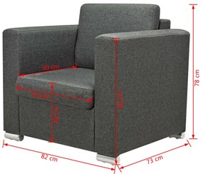 vidaXL Πολυθρόνα Σκούρο Γκρι Υφασμάτινη