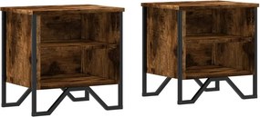 vidaXL Κομοδίνο Καπνιστή Δρυς 2 τεμ. 40x30x40 εκ. Επεξεργασμένο Ξύλο