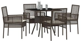 vidaXL Σέτ φαγητού για κήπο 5 pcs Καφέ συνθετικό ρατάν
