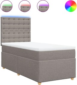 vidaXL Κρεβάτι Boxspring με Στρώμα Taupe 90x190 εκ.Υφασμάτινο