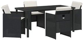 vidaXL Σέτ φαγητού για κήπο 5 pcs Μαύρο συνθετικό ρατάν