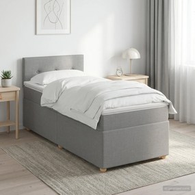 vidaXL Κρεβάτι box spring με στρώμα Ανοιχτό γκρι 80 x 200 cm Ύφασμα