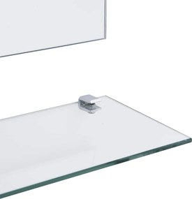 vidaXL Καθρέφτης Τοίχου Ασημί 50 x 60 εκ. με 5 Ράφια