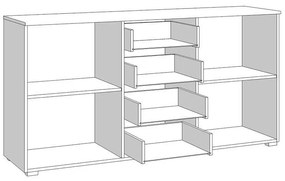 Κομότα - Μπουφές Ksanti 3K4F Λευκή - Λευκή Λάκα 163x40x80.5 εκ. 163x40x80.5 εκ.