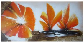 Πίνακας Ζωγραφικής σε Καμβά πορτοκαλί Λουλούδια 60x120cm