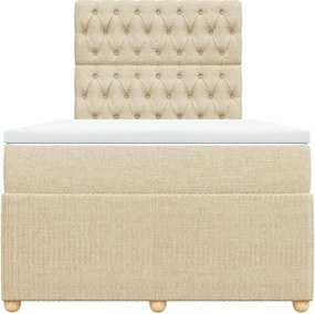 vidaXL Κρεβάτι Boxspring με Στρώμα Κρεμ 120x200 εκ. Υφασμάτινο
