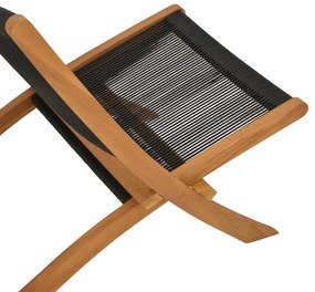 Καρέκλα - Πολυθρόνα Seeal teak ξύλο και σχοινί σε μαύρη απόχρωση 61x76x72 εκ. 61x76x72 εκ.