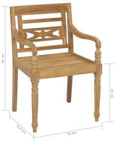 Καρέκλες Batavia 4 τεμ. από Μασίφ Ξύλο Teak - Καφέ