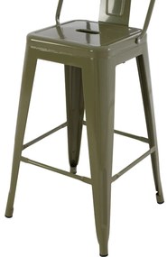 Σκαμπό μπαρ μεσαίου ύψους μεταλλικό Melita-Pro dark olive green 43x43x88Υ εκ.