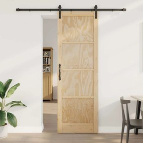 vidaXL Συρόμενη πόρτα με σετ αξεσουάρ 78x232 εκ. Μασίφ Ξύλο Πεύκου