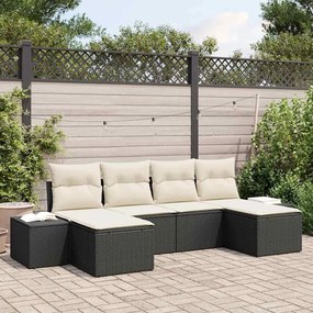vidaXL Σετ Καναπέ Κήπου με μαξιλάρι 6 pcs Μαύρο Πολυ ράταν