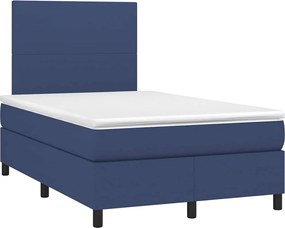vidaXL Κρεβάτι Boxspring με Στρώμα &amp; LED Μπλε 120x190εκ. Υφασμάτινο
