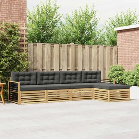 vidaXL Σειρά Καναπέ Εξωτερικού 5 pcs Άσπρο και Ανθρακί Πολυεστέρας