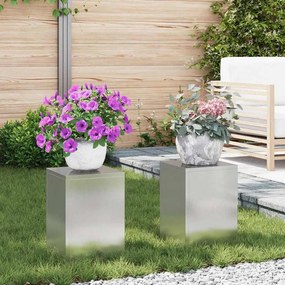 vidaXL Βάση φυτών 2 pcs Ασημί 24 x 24 x 35 εκ. Ανοξείδωτο ατσάλι