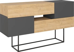 Μπουφές Eros Megapap sapphire oak - ανθρακί 145x40x82εκ.