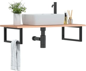 vidaXL Ράφι Νιπτήρα Τοίχου από Ατσάλι / Μασίφ Ξύλο Δρυός