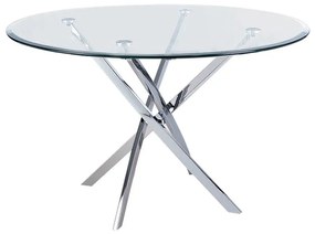 POSTO Τραπέζι Ροτόντα Τραπεζαρίας-Κουζίνας, Χρώμιο με Γυαλί 10mm  Φ120 H.73cm [-Χρώμιο - Inox-] [-Γυαλί-, -Μέταλλο-] ΕΜ926