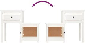vidaXL Κομοδίνα 2 τεμ. Λευκά 79,5x38x65,5 εκ. από Μασίφ Ξύλο Πεύκου