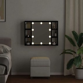 vidaXL Ντουλάπα Καθρέφτη Μαύρη δρυς 76 x 15 x 55 εκ Επεξεργασμένο ξύλο