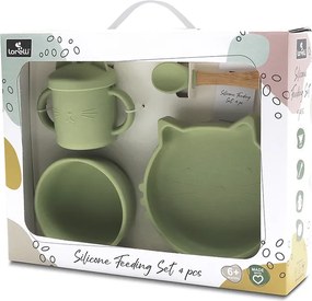 SILICONE FEEDING SET 4PCS NATURAL FRESH GREEN