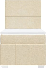 vidaXL Κρεβάτι Boxspring με Στρώμα Κρεμ 100 x 200 εκ. Υφασμάτινο