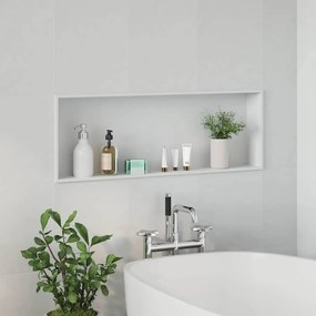 vidaXL Νίτσα Μπάνιου Λευκό 90 x 30 x 9,5 εκ. Ανοξείδωτο ατσάλι