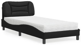 Κρεβάτι με Στρώμα Μαύρο 80 x 200 εκ. από Συνθετικό Δέρμα - Μαύρο