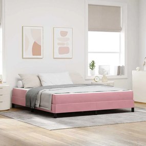 vidaXL Κρεβάτι box spring με στρώμα Ροζ 180 x 220 εκ. Βελούδο