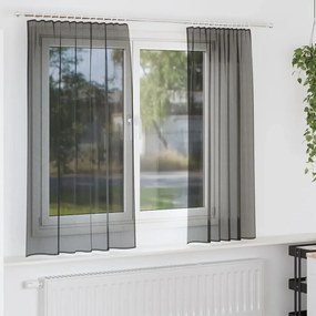 Κουρτίνες Voile με τσέπες ράβδου 2 τεμάχια Μαύρο