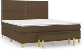 vidaXL Κρεβάτι Boxspring με Στρώμα Σκούρο Καφέ 180x200 εκ Υφασμάτινο