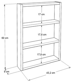 Ραφιέρα τοίχου Prena Megapap χρώμα λευκό 43,2x9x60εκ.