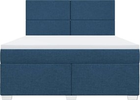vidaXL Κρεβάτι Boxspring με Στρώμα Μπλε 180x200 εκ. Υφασμάτινο