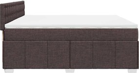 vidaXL Κρεβάτι Boxspring με Στρώμα Σκούρο Καφέ 200x200 εκ. Υφασμάτινο