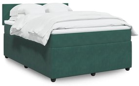 Κρεβάτι Boxspring με Στρώμα Σκούρο Πράσινο 160x200εκ. Βελούδινο