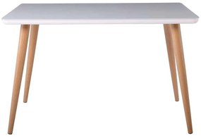Τραπέζι UNION 120x70cm Βαφή Φυσικό/Γυαλί Άσπρο