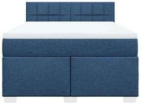 vidaXL Κρεβάτι Boxspring με Στρώμα Μπλε 140x190 εκ. Υφασμάτινο