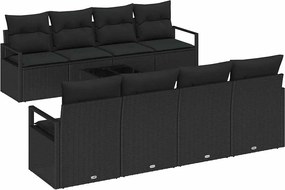 vidaXL Σετ Καναπέ με μαξιλάρι 7 pcs Μαύρο συνθετικό ρατάν