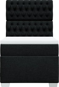 vidaXL Κρεβάτι Boxspring με Στρώμα Μαύρο 90x200 εκ. Υφασμάτινο