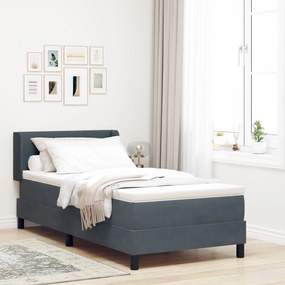 Κρεβάτι Box Spring με στρώμα vidaXL Γκρι 90x200 εκ Βελούδο