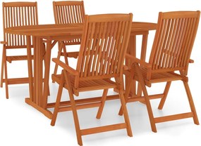 vidaXL Σετ Τραπεζαρίας Κήπου 5 Τεμαχίων από Μασίφ Ξύλο Ευκαλύπτου