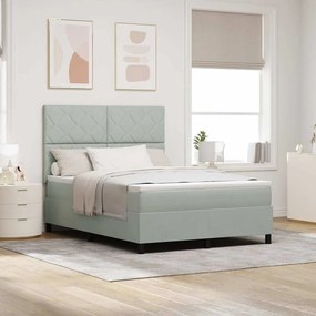 vidaXL Κρεβάτι με Στρώμα Light Grey 160x200 cm Βελούδο
