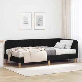 vidaXL Κρεβάτι Γωνίας Μαύρο 100 x 200 cm ύφασμα
