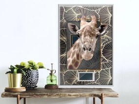 Αφίσα - Giraffe in the Frame - 20x30 - Χρυσό - Με πασπαρτού