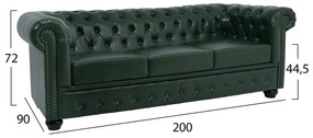 ΚΑΝΑΠΕΣ 3ΘΕΣΙΟΣ T.CHESTERFIELD HM3009.08 ΤΕΧΝΟΔΕΡΜΑ ΚΥΠΑΡΙΣΣΙ 208x90x73 εκ. - HM3009.08