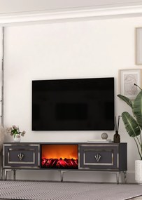 Stewehome Έπιπλο τηλεόρασης με εστία και ντουλάπι 150x30x41 cm
