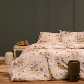 Φανελένια Σεντόνια King Size (Σετ) Melinen Peonia Grey Ώχρα Χωρίς Λάστιχο 270x260