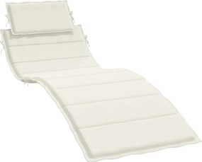 vidaXL Μαξιλάρι Ξαπλώστρας Κρεμ 186x58x4 εκ. Ύφασμα