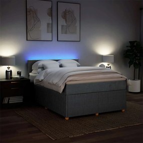 vidaXL Κρεβάτι Boxspring με Στρώμα Σκούρο Γκρι 140x190 εκ. Υφασμάτινο