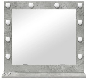 vidaXL Καθρέφτης Vanity με LED Φώτα Γκρι Σκυρόδεμα 60x55x18 εκ.